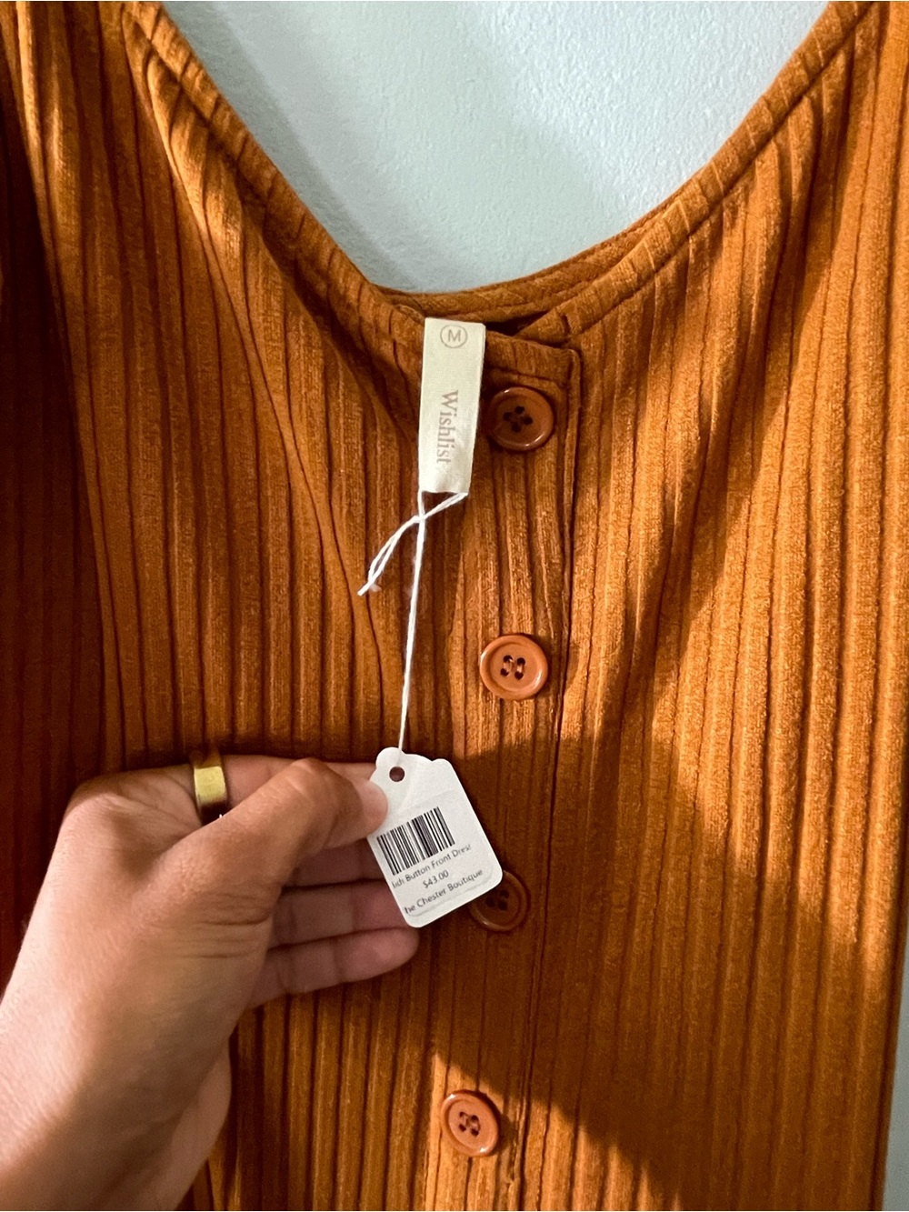 Wishlist Ribbed Button-Front Slip Dress in Brown - Picture 6 of 8